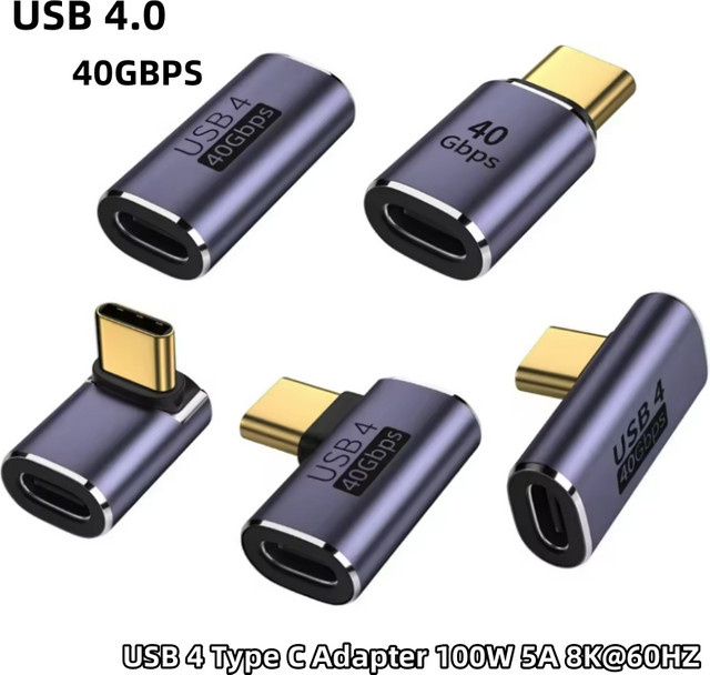 Fengyidz USB4.0 Typ C auf Typ C 90-Grad-Adapter mit 40 Gbit/s und 100 W Schnellladefunktion für MacBook und 8K60Hz Videoübertragung - Bild 1
