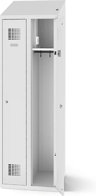 rotstahl Kleiderspind aus Stahl mit 2 Türen und integrierten Schubladen in Hellgrau, B: 80 cm, H: 200 cm - Bild 1