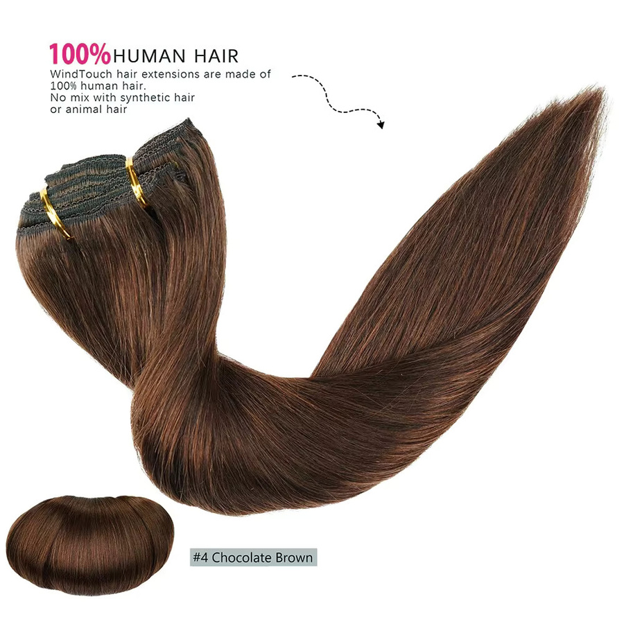 mayfive Clip-in-Extensions, schokoladenbraun, echtes menschliches Haar, 8 Stück, 120 g - Bild 5