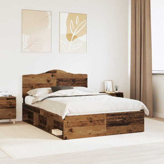vidaXL Bettrahmen aus massivem Kiefernholz in Braun, B/T/H: 140 x 190 cm - Bild 3
