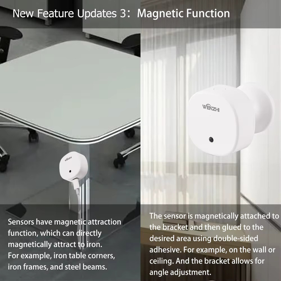 Tuya MmWave Präsenzsensor mit Radar-Bewegungserkennung und Beleuchtungsstärke in Weiß für ZigBee/WiFi und Tuya Smart Life Home Assistant - Bild 3