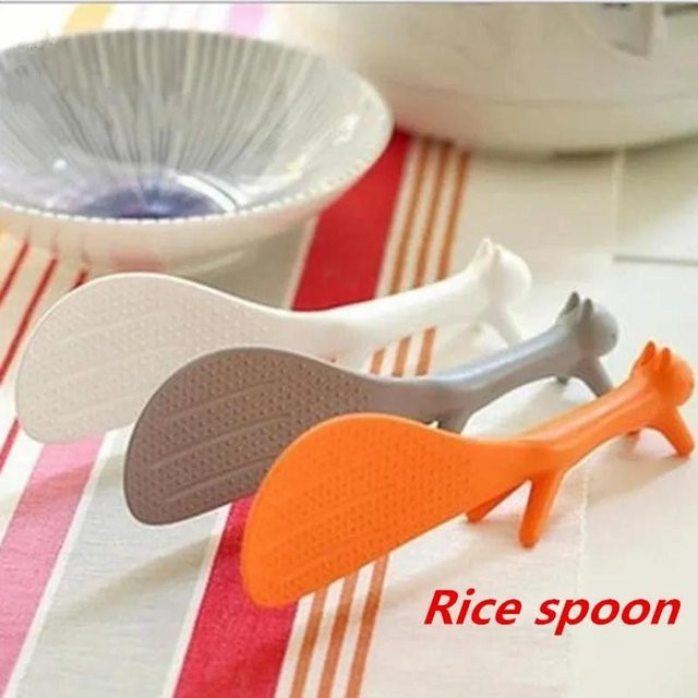 Holzlöffel in Eichhörnchen-Design als kratzfester Non-Stick Reislöffel in Mehrfarbig und Weiß - Bild 1