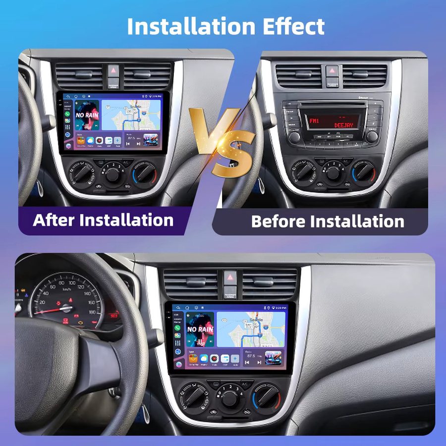 Podofo Android Auto CarPlay Multimedia System mit 9 Zoll Display für Suzuki Celerio/Cultus 2015-2017 in Schwarz mit GPS und WiFi - Bild 2