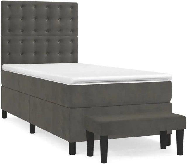 vidaXL Boxspringbett mit Matratze Dunkelgrau Samt B/T: 90 x 190 cm - Bild 1