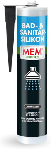 MEM Bad- und Sanitär-Silikon wasserdicht in Anthrazit 300 ml - Bild 1