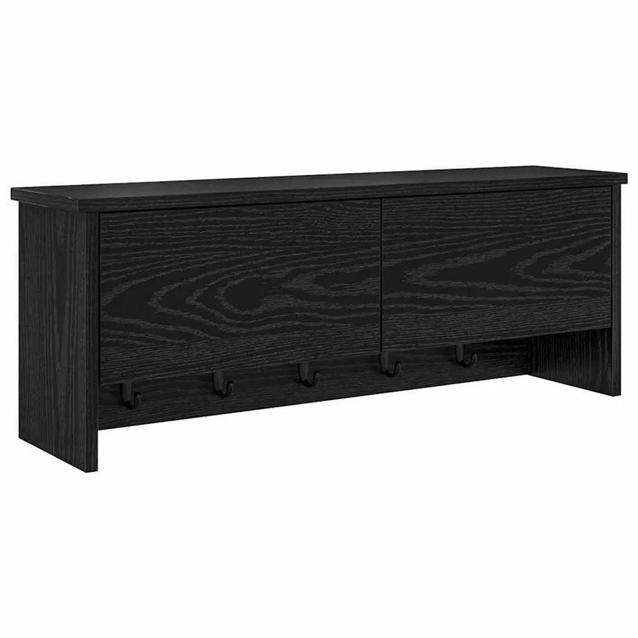 vidaXL Wandmontierter Nachttisch in Schwarz und Eichen-Optik, B/T/H: 80 x 20 x 30 cm - Bild 2