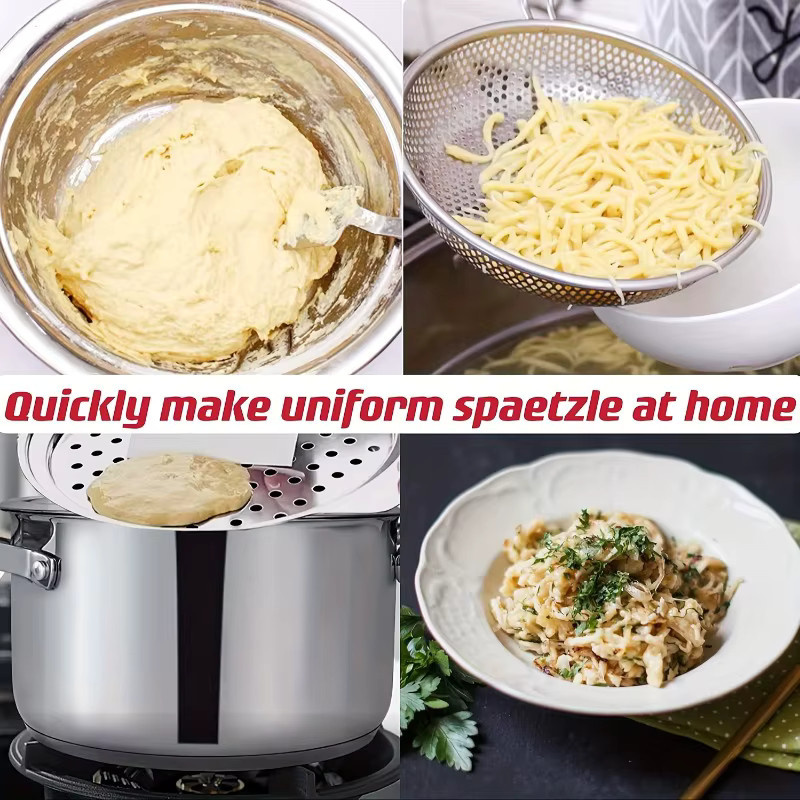 H!COOK Spätzle-Maker aus Edelstahl mit Schaber und Sieb, Silber, Durchmesser: 32,5 cm - Bild 3