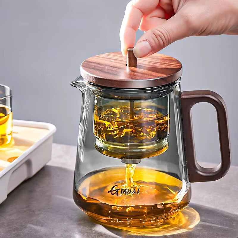 Gianxi Glas Teekanne mit Infuser im Kung Fu Lift-Stil, transparent, 840 ml - Bild 3