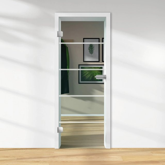 Skyscope Glasdrehtür ESG Floatglas mit Dekor Siebdruck, DIN Links, Transparent, H x B x T: 197,2 x 70,9 x 0,8 cm - Bild 1