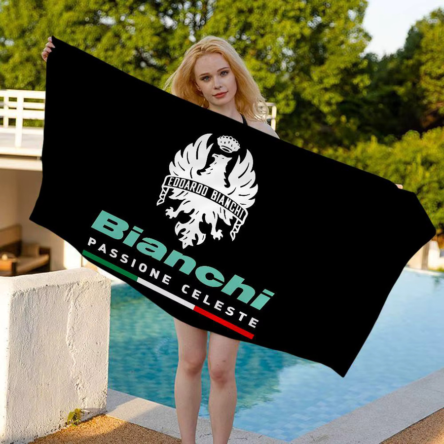 Bianchi Bike Mikrofaser-Strandtuch, schnell trocknendes und super saugfähiges Pool-Handtuch mit Grafikdruck in Schwarz - Bild 2