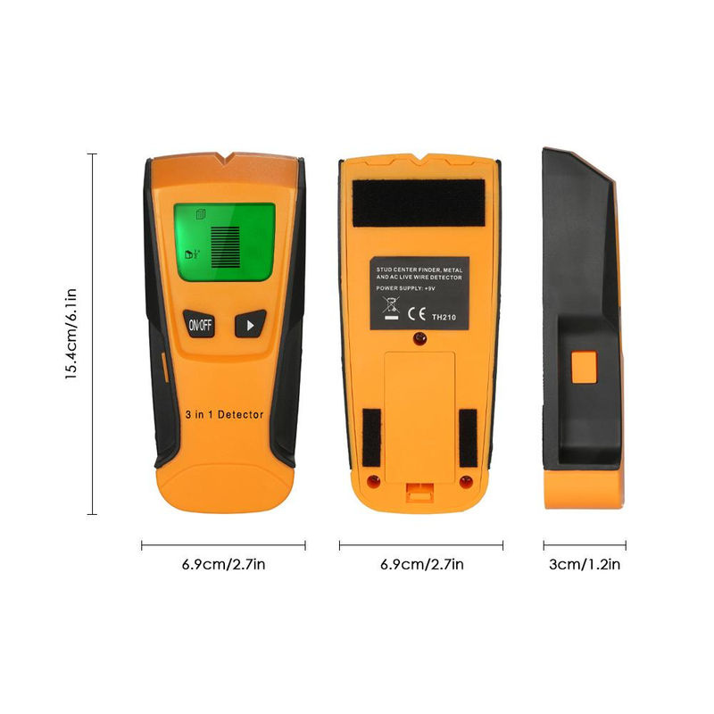 Kkmoon 3-in-1 Multifunktions-Wanddetektor mit LCD-Digitalanzeige zum Finden von Metall, Holz und AC-Kabeln in Orange - Bild 8