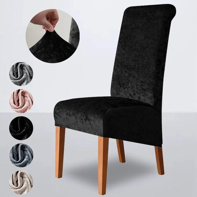 Bestbags Samt Esszimmerstuhlbezug elastisch in Schwarz - Bild 1