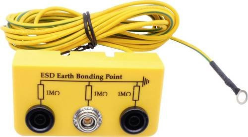 Quadrios ESD-Erdungsbox mit 3,00 m Kabel, Buchse und 10 mm Druckknopf in Gelb - Bild 1