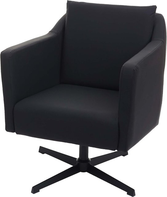 MCW Lounge-Sessel H93b aus Kunstleder in Schwarz, drehbar mit Armlehnen und Fußkreuz - Bild 1