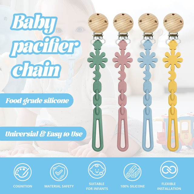 Sonnenblumenförmige Schnullerkette aus Silikon mit Clip für dein Baby - Bild 1