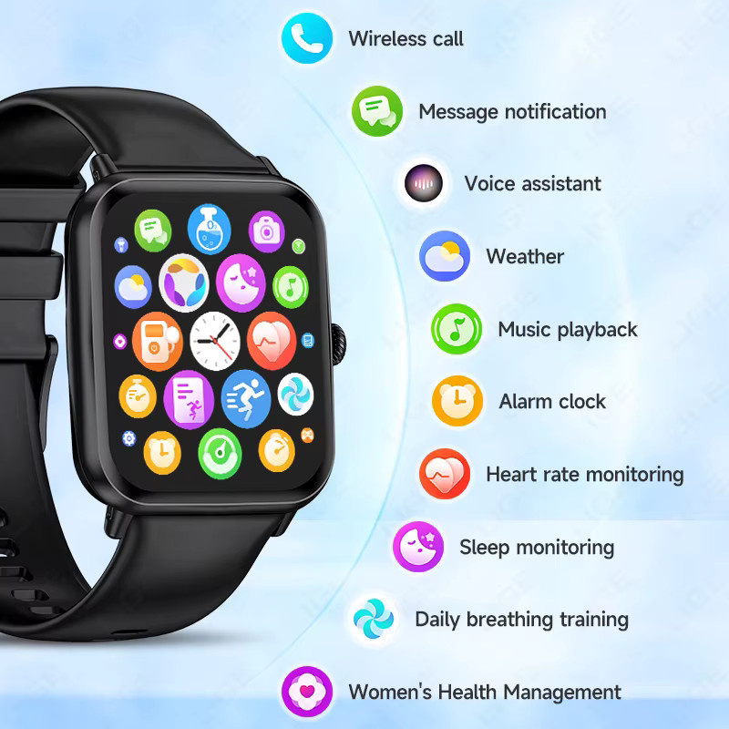 LIGE Smartwatch, Schwarz, Silikon, Unisex - Bild 5