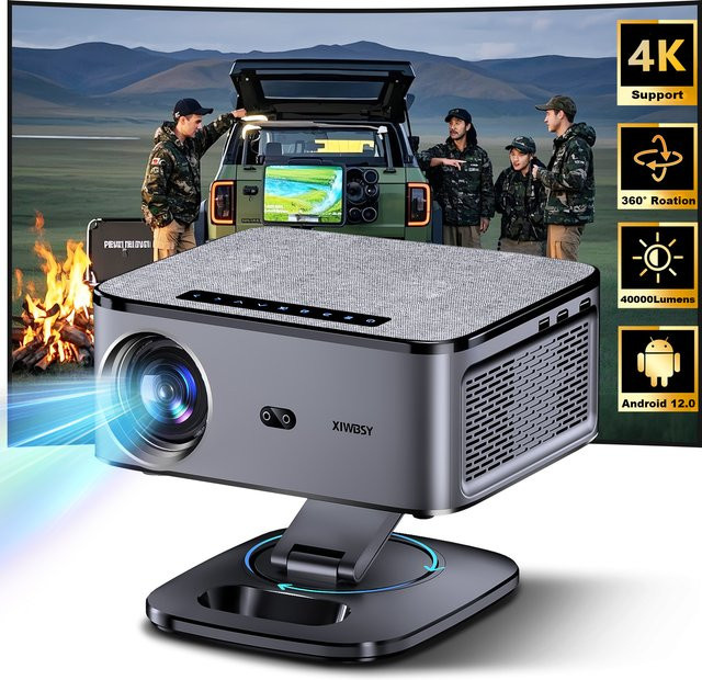 XIWBSY 4K Outdoor-Projektor mit 40000 Lumen, Smart-Projektor mit Autofokus, 8K Video Unterstützung, WiFi6 und Bluetooth 5.3 für dein Heimkino - Bild 1