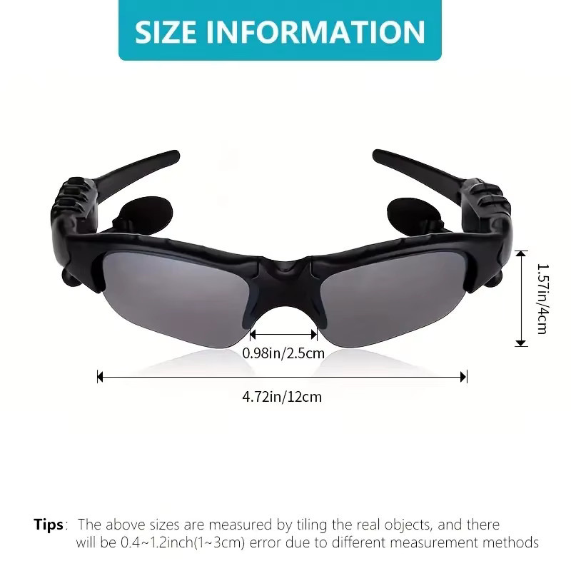 Briame Kabelloses Brillen-Headset mit Stereo-Kopfhörern und Mikrofon als Sport-Sonnenbrille für Radfahren und Autofahren in Schwarz oder Braun - Bild 2