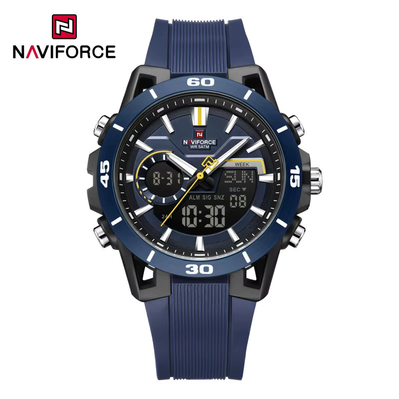 NAVIFORCE Armbanduhr, Chronograph, Quarz, Schwarz, Silikon, Herren - Bild 4
