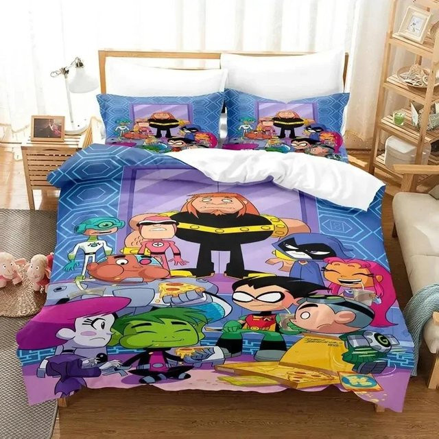 Teen Titans Go Bettwäscheset von Binchi Fitness mit 3D-Druck, Mehrfarbig, B/H: 240 x 220 cm - Bild 1
