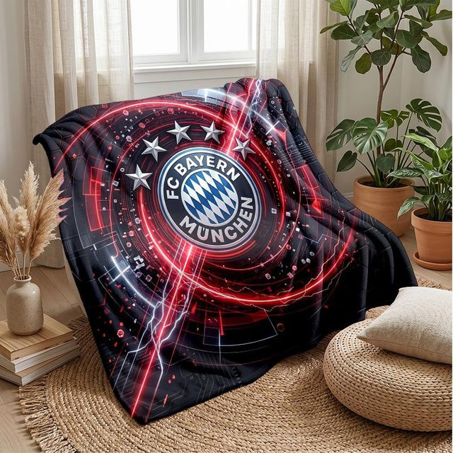 Happiness Goods C FC Bayern München Flanelldecke aus Plüsch in Rot, B/H: 75 x 90 cm - Bild 1