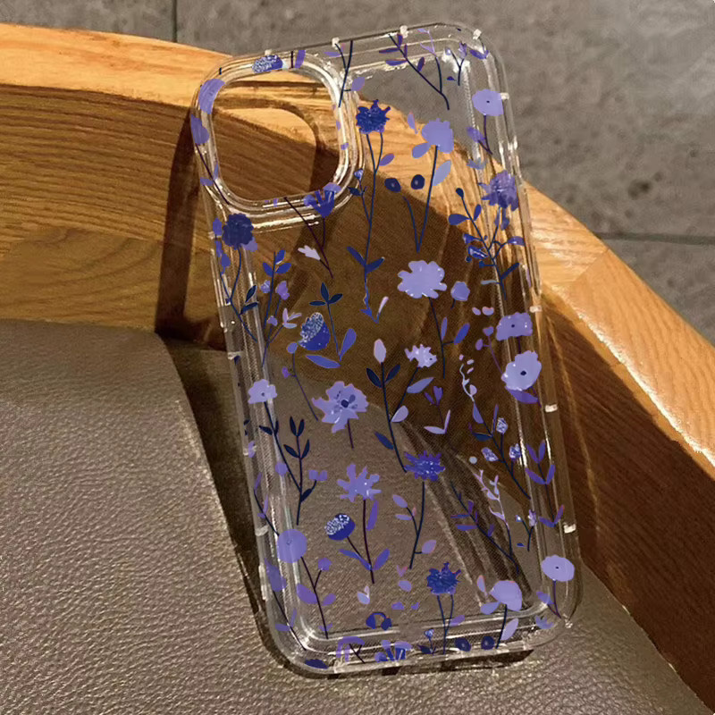 Apple iPhone Handyhülle mit lila Blumenmuster als Soft Clear Case Cover - Bild 4