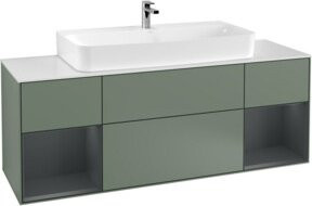 V&B Finion Waschtischunterschrank mit Wandbeleuchtung, Farbe: Olive Matt Lacquer, Breite: 160 cm, Höhe: 60,3 cm, Tiefe: 50,1 cm - Bild 1