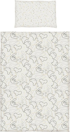 Sonne Renforcé Wende-Bettwäsche mit Tier-Motiven aus Baumwolle, Beige/Weiß, Kissenbezug B: 40 cm x 60 cm, Bettbezug B: 100 cm x 135 cm