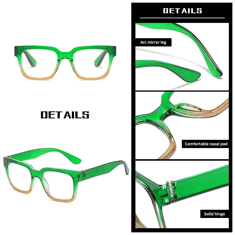 Oyalie Lesebrille, Square, Vollrand, Plastic, Green, Unisex - Bild 2