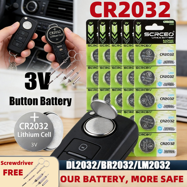 EOENKK CR2032 Lithium-Knopfbatterie 3V 210mAh in Silber für Uhren, Spielzeug und Fernbedienungen - Bild 1