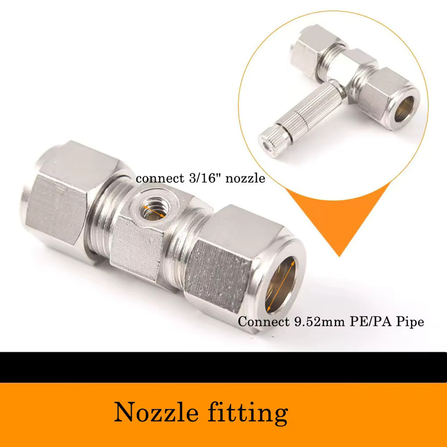 10 Stück Messing-Stecker für Nebelsysteme, 3/8 Zoll (9,52 mm), gerader Sprühsitz, Hochdruck-Düsenanschluss, Farbe: Silber - Bild 2