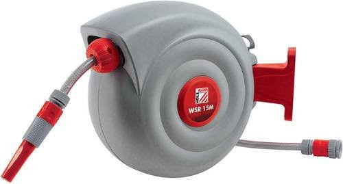 Holzmann Maschinen WSR15M Gartenschlauchaufroller Wandmontage, 15 m Schlauchlänge, 1/2 Zoll, Grau-Rot - Bild 1