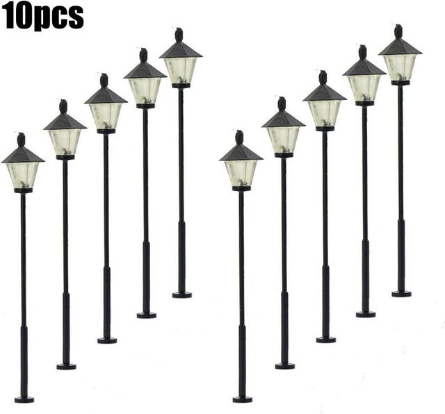 Modellbahnlampen LED Straßenlaternen, 10-teiliges Set, grau, 55mm - Bild 1