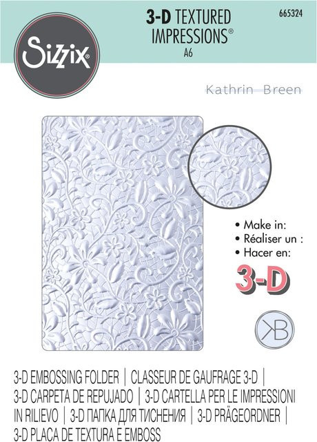 Sizzix 3D-Embossing Folder Textured Impressions Lacey in Clear - Bild 1