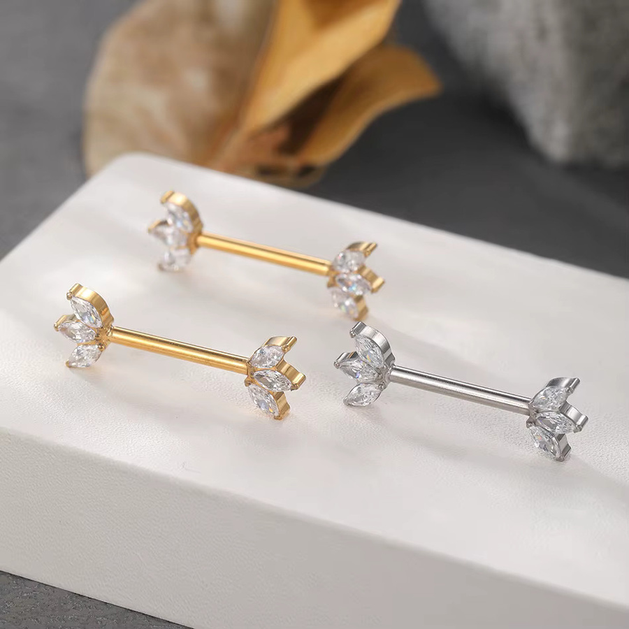 PiercingWholesale Nippelpiercing Barbell Ring, Titan, Blume, Damen - Bild 2