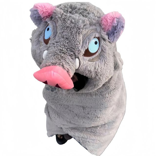Demon Slayer Cosplay Wildschwein Kapuzen-Decke aus grauem Flanell - Bild 1