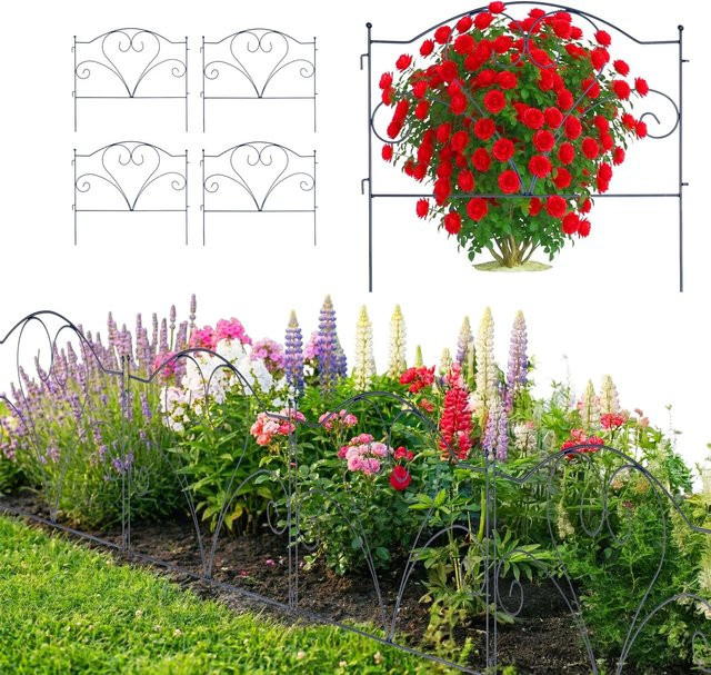 Relaxdays Beeteinfassung 5er Set aus Stahl in Schwarz pulverbeschichtet für Garten und Blumenbeete - Bild 1