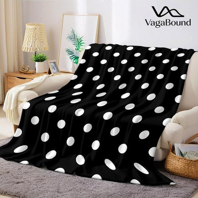JMG Household Supplies Flanelldecke mit Schwarz-Weiß-Pünktchen, weich und warm, B/B: 180 x 230 cm - Bild 1