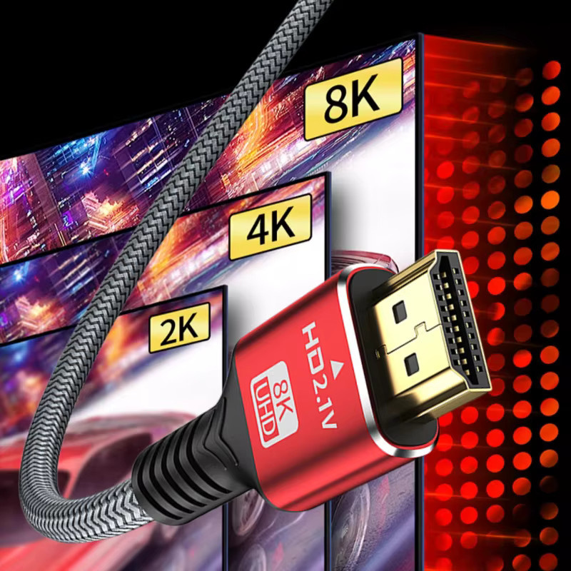 8K HDTV 2.1 HDMI Kabel 48Gbps mit eARC und Dolby Vision in Rot, kompatibel mit Xiaomi TV Box und PS5 - Bild 3