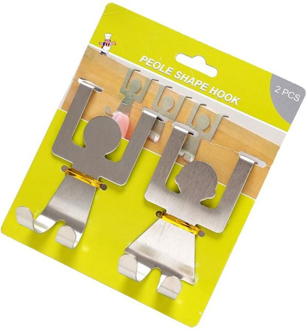 CosyHome 2er-Set Wandhaken in Mannform aus Edelstahl, Farbe Silber - Bild 1