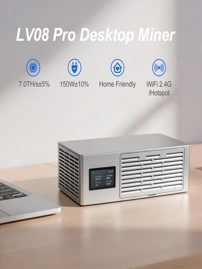Lucky Miner LV08 Pro Bitcoin Miner Mini-ASIC für SHA256 BTC BCH BSV DGB in Silber - Bild 3