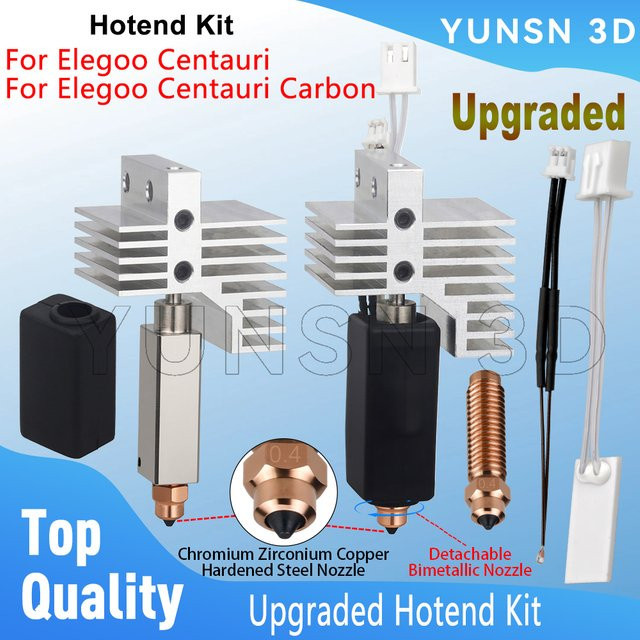 Elegoo Centauri Carbon Hotend Kit mit abnehmbarem Heizblock und Zirkonium-Kupfer-Düse in Silber - Bild 1