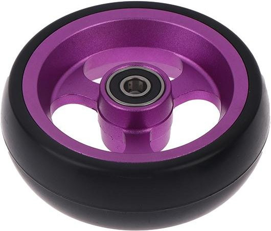 Sixx Rollstuhl Vorderrad Ersatz-Lenkrolle aus PU Vollgummi mit Aluminiumlegierungsnabe in Violett, Innendurchmesser: 8 mm - Bild 1