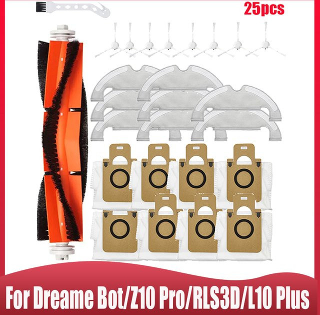 Dreame Ersatzteil-Set für Roboter Staubsauger Bot Z10 Pro RLS3D L10 Plus mit Hauptwalze Seitenbürsten Filtern Mopp und Staubbeuteln - Bild 1