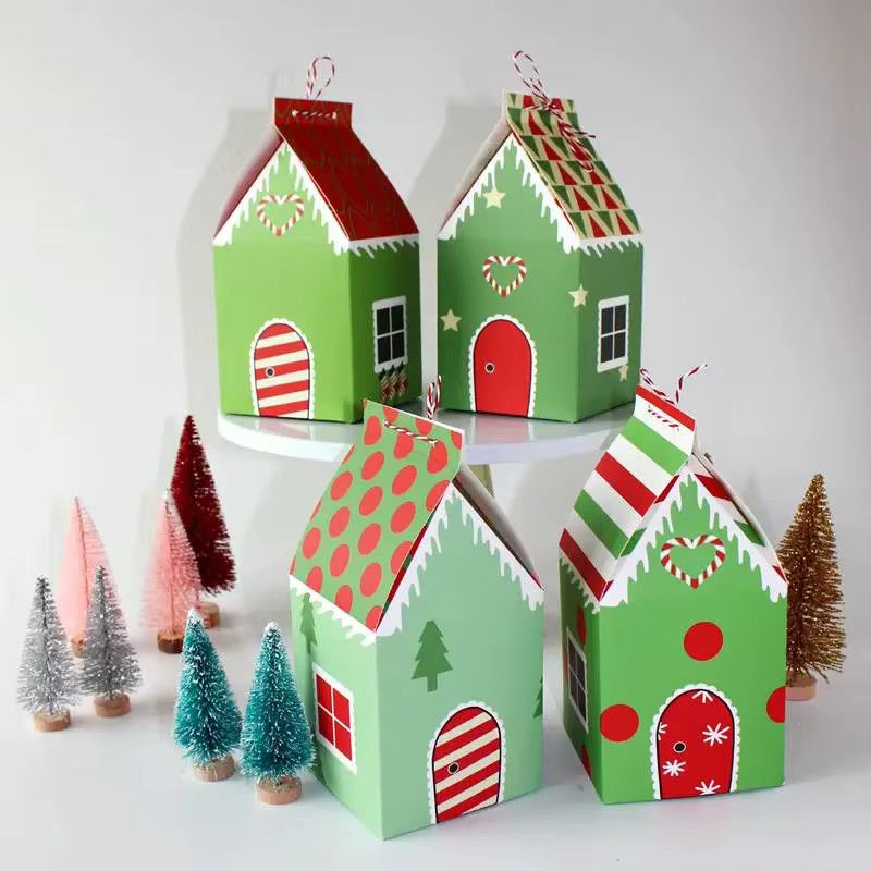 12er Set ZQNYCY Weihnachts Geschenkboxen in Hausform, Multicolor, ideal für Süßigkeiten und Cookies zur Weihnachtsdekoration - Bild 4