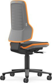 Bimos Stuhl Neon XXL mit Rollen und Skintec Flexband in Orange und Schwarz, belastbar bis 180 kg, mit Sitztiefenverstellung und Gewichtsregulierung - Bild 1