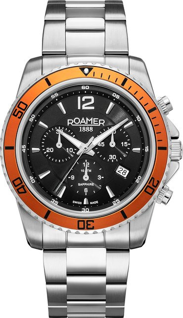 Roamer Chronograph, Edelstahl, Quarz, 43 mm, Herren, Schwarz - Bild 1