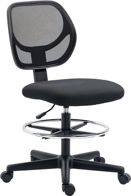 Vinsetto Ergonomischer Bürostuhl mit Fußstütze und Rollen, Schwarz - Bild 1