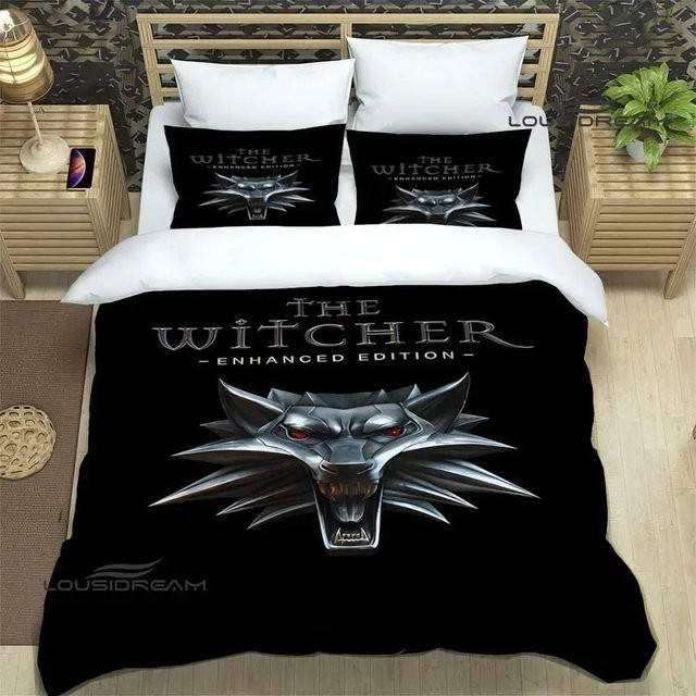 Tinika Chen Bettwäsche-Set W-Witcher Design mit Bettbezug und Bettdecke, Größe: 180 x 210 cm, 3-teilig - Bild 1