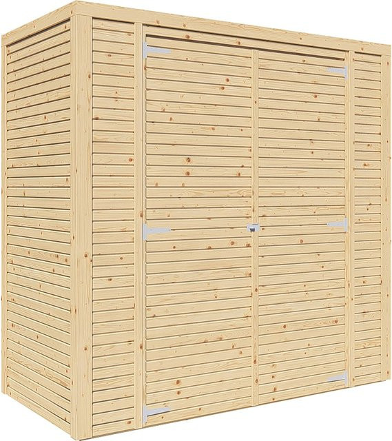 Bertilo Holz-Gartenhaus Box 1 Natur mit Doppeltür, Farbe Braun, H: 208 cm, B: 103 cm - Bild 1